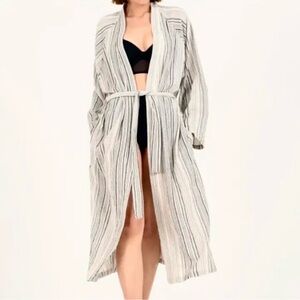 Set Of 2 - Soft Striped Robe Dress